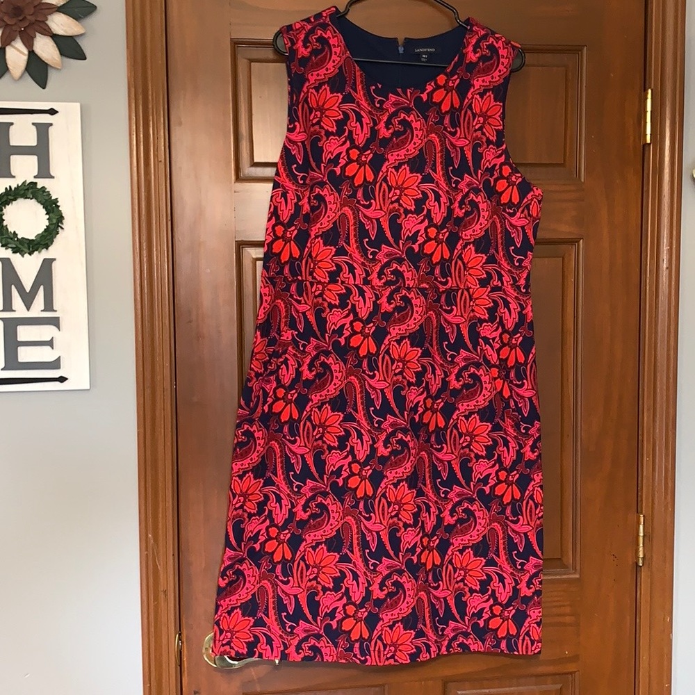 Lands End Paisley Sleeveless Pock Career Dress 18T